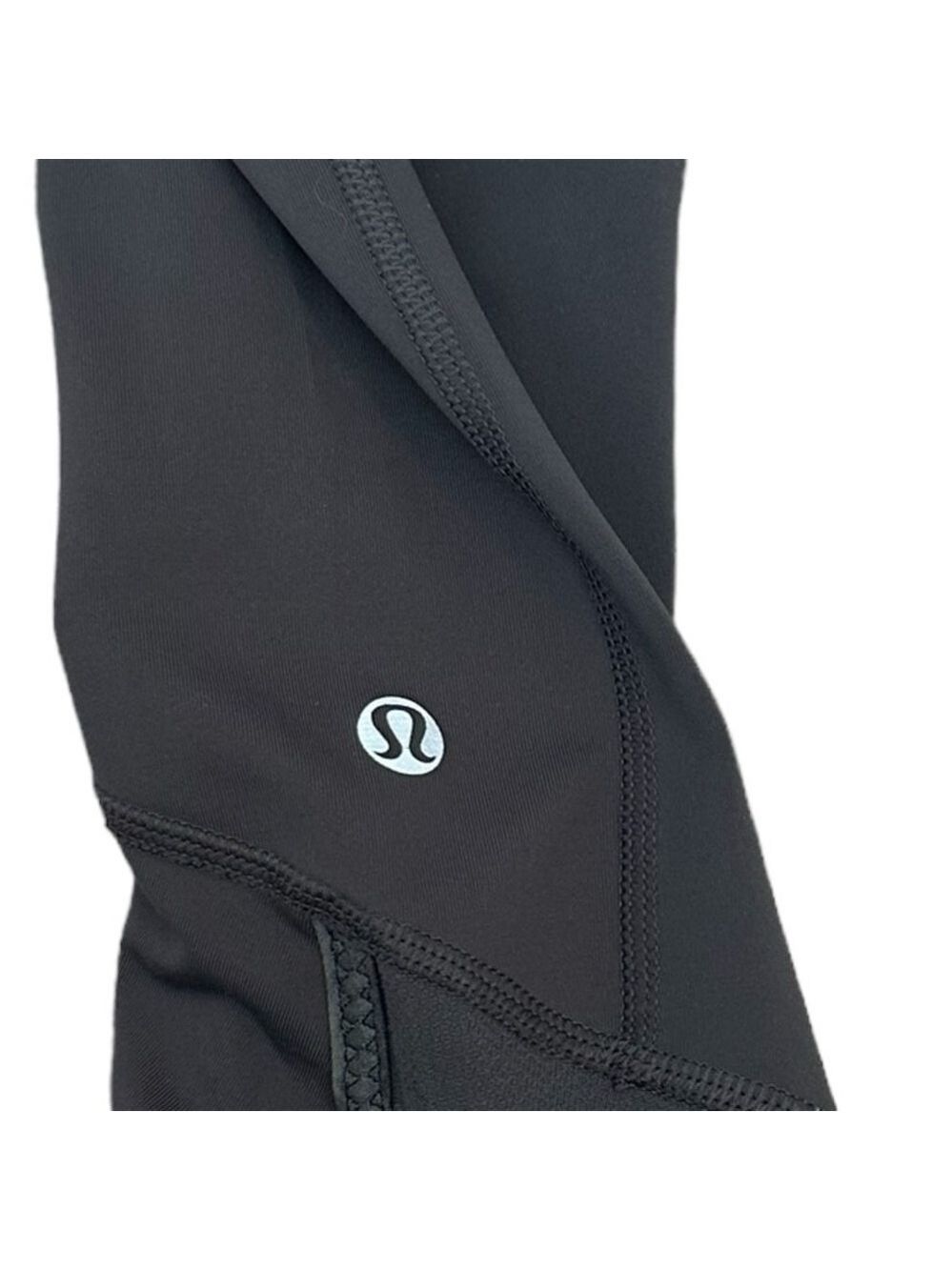 Lululemon run pace crop pants size 4 black purple pink running yoga exercise gym - Picture 5 of 6